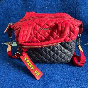 MZ Wallace Quilted Red and Black Crossbody Bag